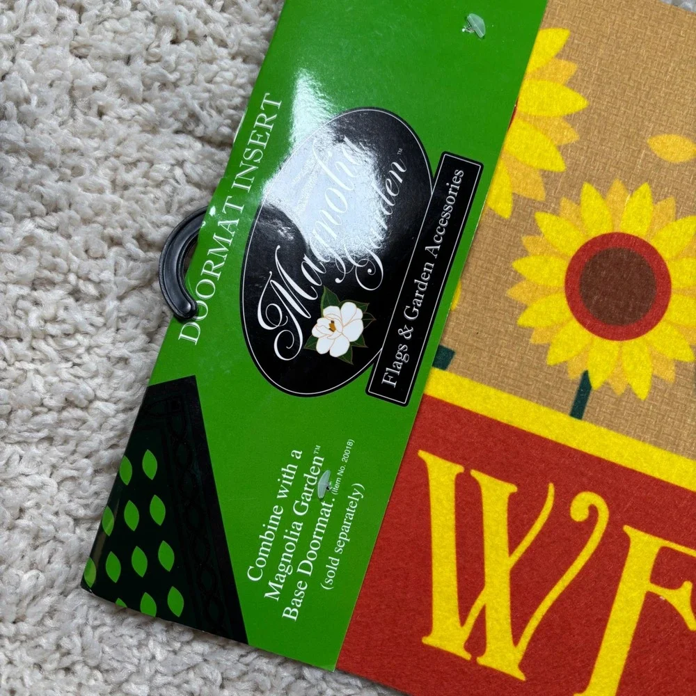 Magnolia Garden‎ Sunflower Doormat Insert Home OS Yellow Red NEW Floral Welcome